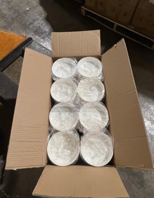 Full pallet of brand new commercial white multi-purpose buckets, Model 24X, in open box, sealed in plastic.