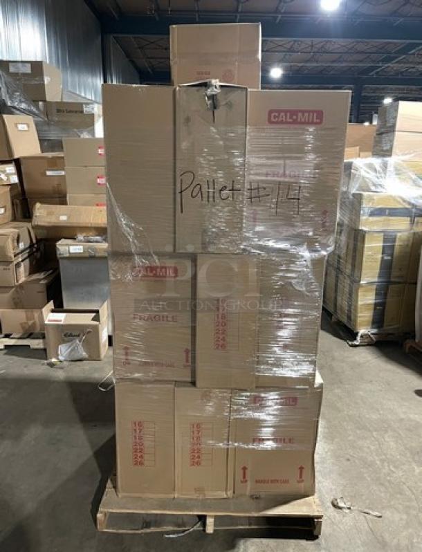Full pallet of brand new Cambro 16CW white food storage pans. Commercial grade, multiple boxes shrink-wrapped for auction.