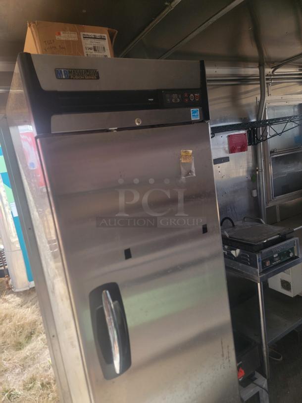 Master-Bilt Fusion Series commercial freezer, stainless steel, control panel with digital display, good condition.