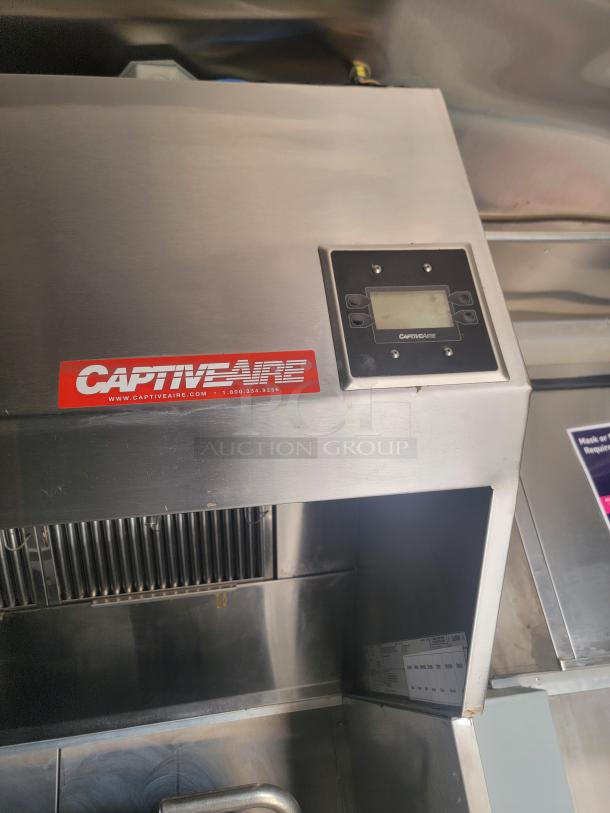 CaptiveAire commercial kitchen ventilation system, stainless steel, with control panel and branding label. Excellent condition.
