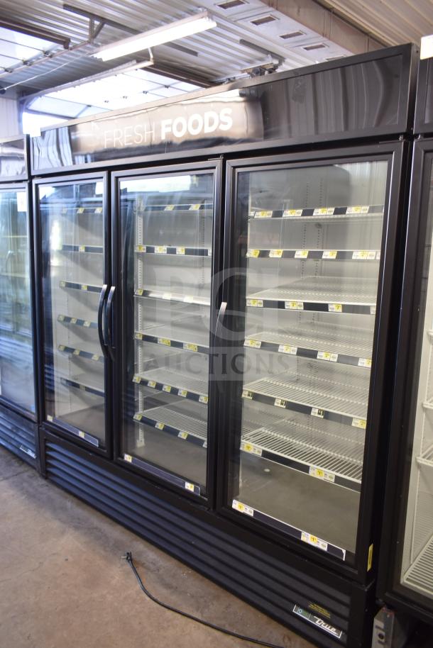 2018 True GDM-72-HC commercial 3-door cooler merchandiser, black, glass doors, 115V, 1 phase, tested and working.