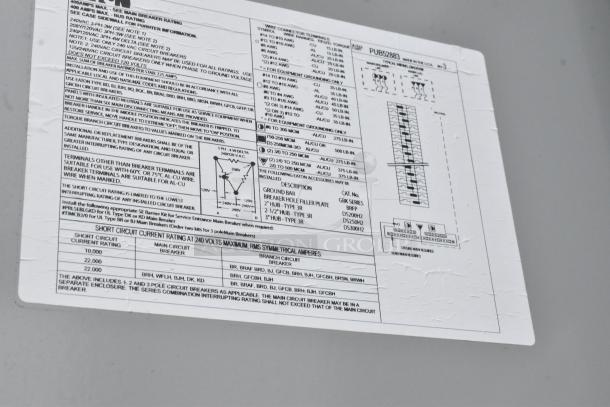 Electrical panel label on Wendy's Mobile Kitchen Trailer, detailing circuit specifications and wiring instructions.