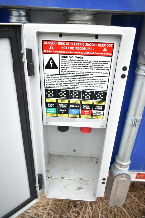 Electrical control panel labeled with high voltage warning inside the 2021 Rock Solid Cargo fast food trailer.