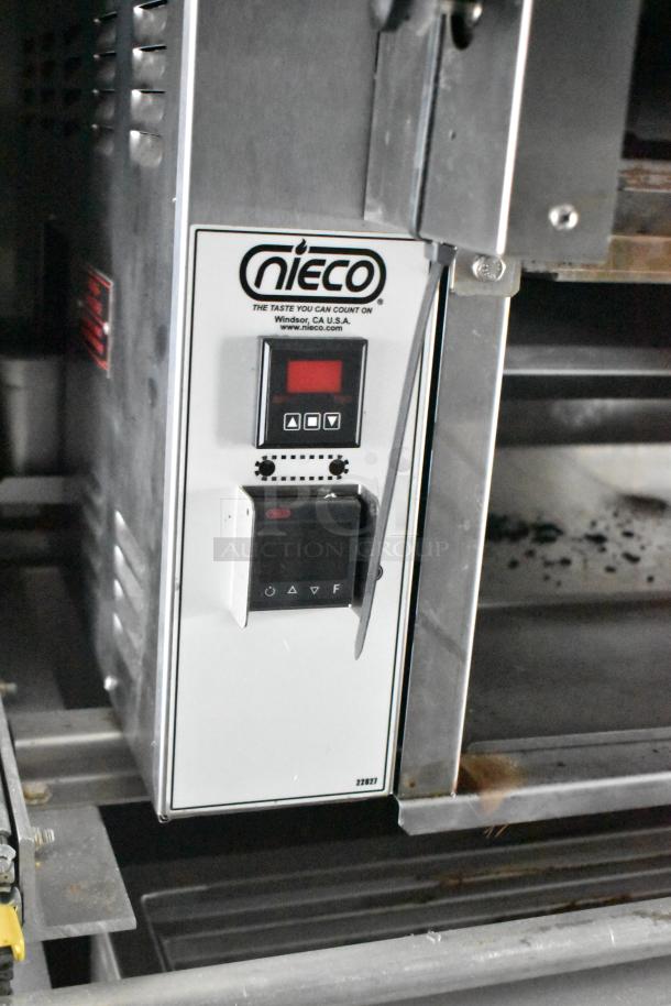 Nieco broiler control panel in 2021 Rock Solid Cargo 28' mobile kitchen trailer. Includes digital display and buttons.