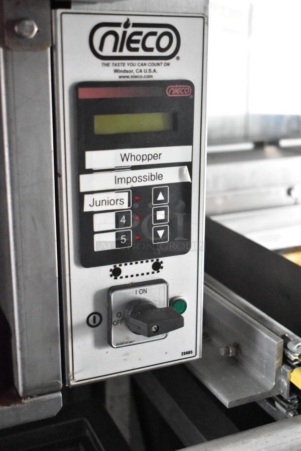 Nieco broiler control panel in the 2021 Rock Solid Cargo fast food trailer. Selector for Whopper, Impossible, Juniors.