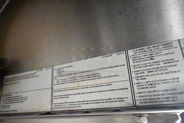 Cleaning and maintenance instructions for stainless steel hoods, detailing steps for proper upkeep and care.
