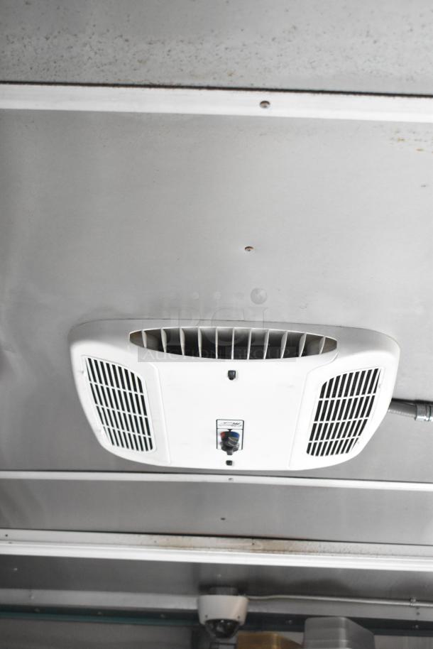 Interior view of a 2021 Rock Solid Cargo trailer featuring a white ceiling vent unit.