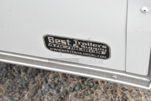 2020 ATX 8.5' x 24' food trailer with CaptiveAire hood, Arctic Air equipment, Martin cabinet, single axle, tag visible.