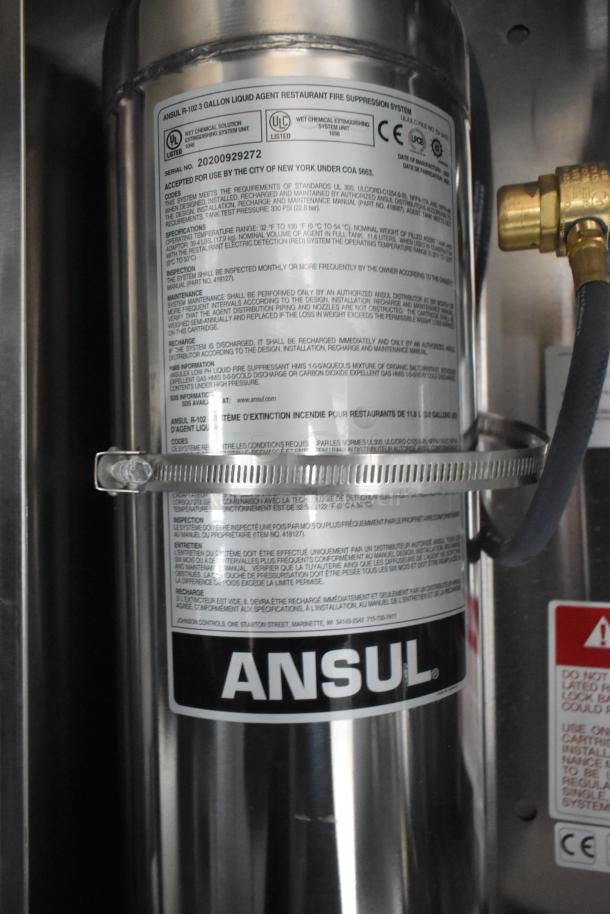 Ansul fire suppression system in 2020 ATX trailer. Label details serial no. 20200929272. UL listed.