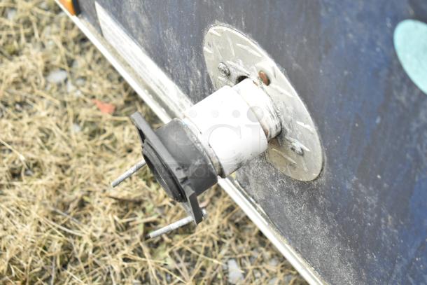 2019 Cruising Kitchens trailer connector detail; visible wear, part of cold food and beverage trailer.