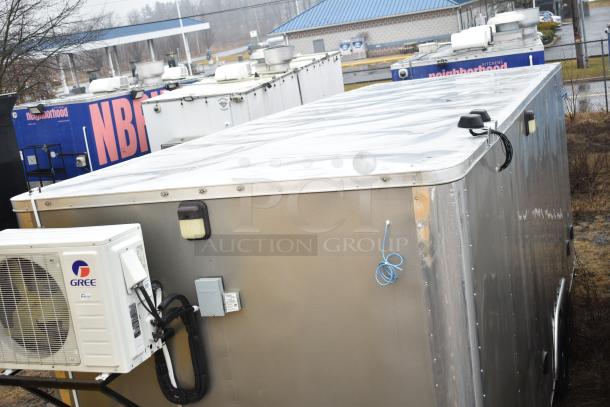 2021 Nationwide 8.5' x 24' food trailer shell, metal exterior, includes sinks, shelving units, Martin IT cabinet, clear title.