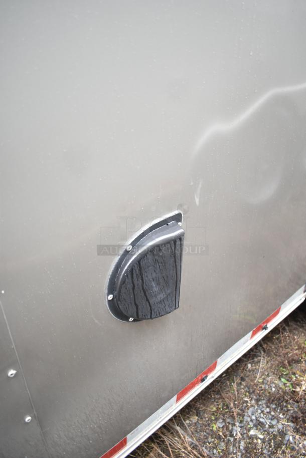 2021 Nationwide 8.5' x 24' food trailer exterior detail, gray finish, ready for custom equipment, sold with clear title.