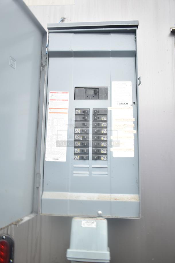 Electrical panel inside a 2021 Nationwide 8.5' x 24' food trailer shell, ready for equipment installation. Clear title included.