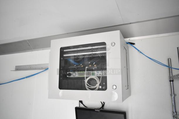 2021 Nationwide food trailer shell interior showing a Martin IT/Network cabinet with wiring; ready for customization.