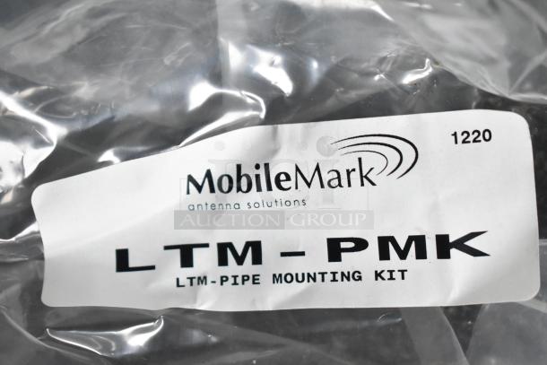 MobileMark LTM-PMK pipe mounting kit packaging. Clear plastic with white label and black text.