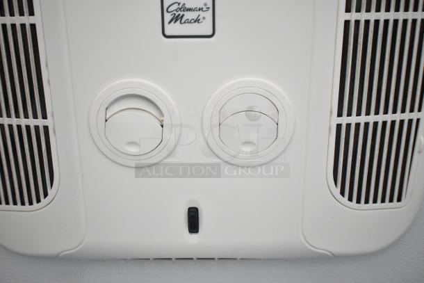 Coleman Mach air vent panel on SDG food trailer shell; focus on airflow controls and vents, ready for customization.