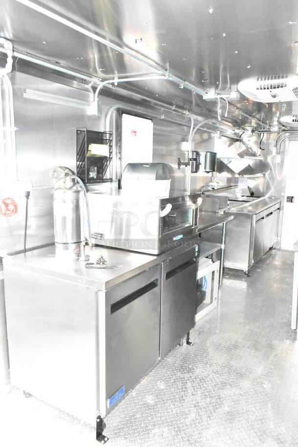 2020 ATX/Covered Wagon 8.5' x 24' mobile kitchen trailer with TurboChef oven, CaptiveAire hood, Arctic Air fridge.