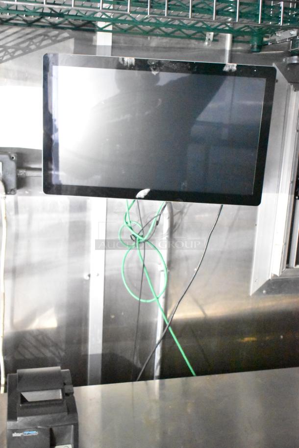 Fully outfitted mobile kitchen trailer with CaptiveAire hood, mushroom fans, Pitco fryers, Arctic Air equipment, and POS system.