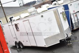 2020 ATX Covered Wagon 8.5' x 24' mobile kitchen trailer with TurbChef oven, CaptiveAire hood, Arctic Air fridge, and plumbing.