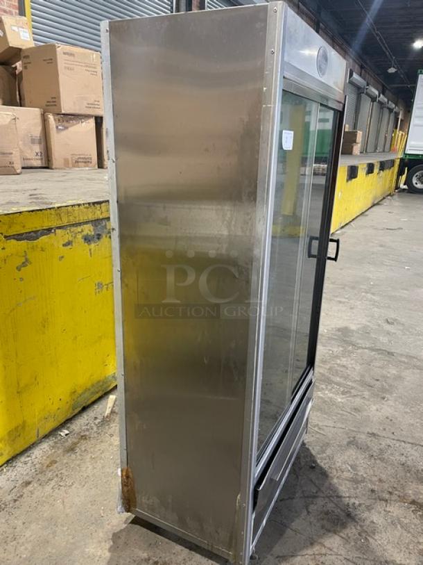 Old Hickory N7GRH stainless steel rotisserie oven, 7-spit, natural gas, sliding glass door, on casters, commercial use.