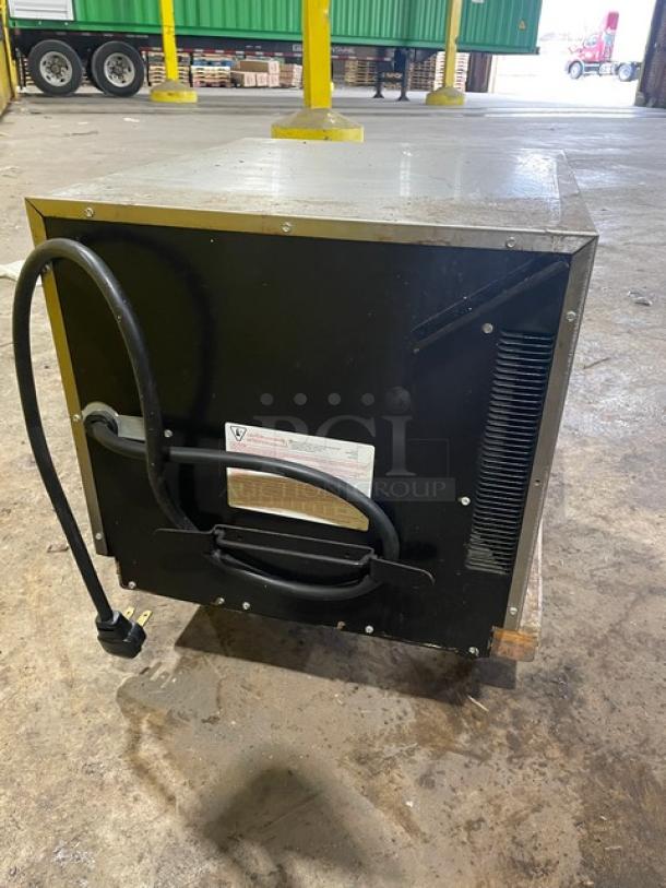 MenuMaster MRC30S2 commercial microwave oven, stainless steel, programmable touch control, electric, 208/240V, back view.