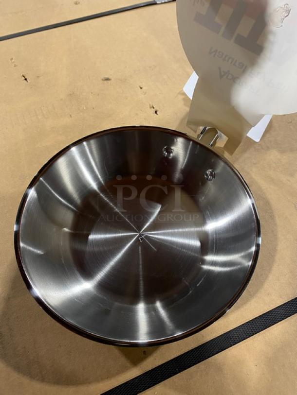 NEW! Adcraft Titan Series 8" stainless steel induction-ready fry pan, Model FPSI-8. Pristine condition, suitable for commercial use.