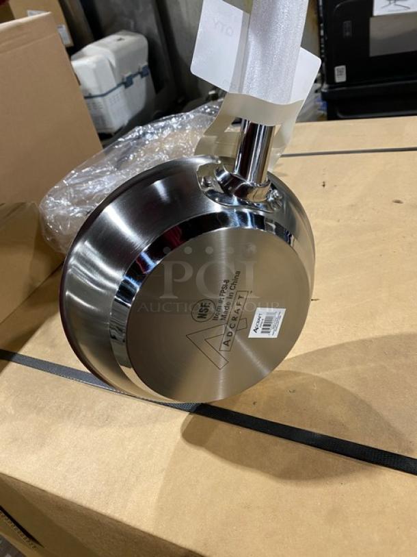 Adcraft Titan Series 8" stainless steel fry pan, model FPSI8, new condition, NSF certified, induction-ready.