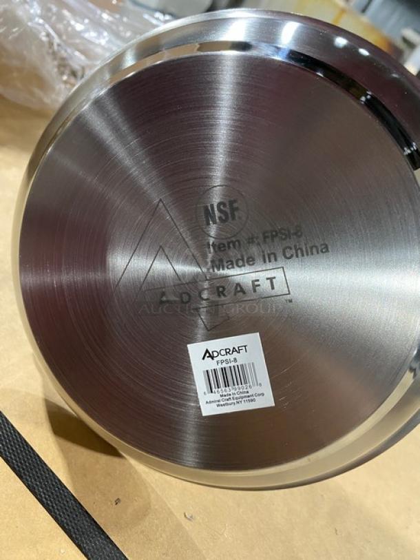 Adcraft Titan Series 8" Stainless Steel Fry Pan, Induction-Ready, Model FPSI-8, NSF certified, new condition.