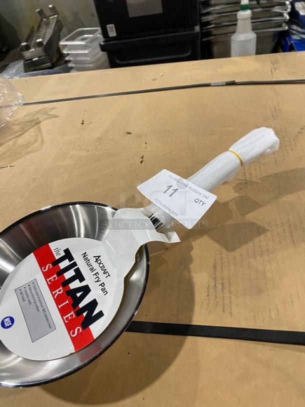 Adcraft Titan Series 8" stainless steel induction-ready fry pan, model FPSI8, new with tag, wrapped handle.