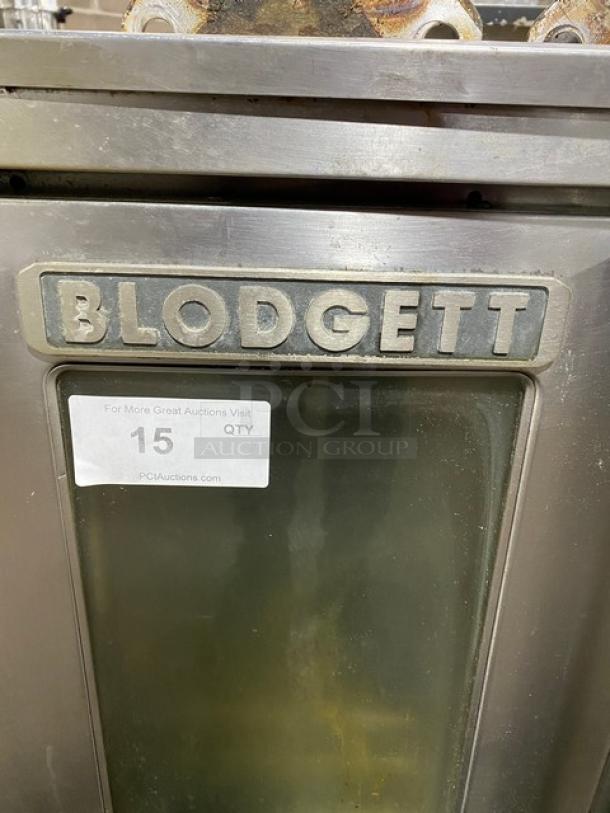 Blodgett commercial stainless steel gas convection oven, solid state thermostat, worn condition, visible brand label.