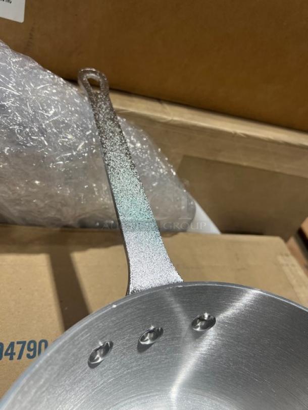 Adcraft Hyperion 3 Series 4 Qt. Aluminum Saucepan, Model H3TSP4; new, tapered round design, sturdy riveted handle.