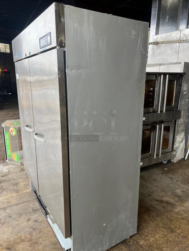 Beverage-Air KF48-1AS 2-door stainless steel reach-in freezer, Energy Star certified, with poly coated wire rack, 115V 1 phase.