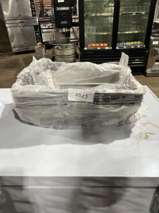 Winco SPJL104 commercial stainless steel full-size anti-jam pan, 4" deep, in new condition with protective wrapping.