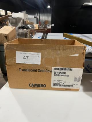 Cambro commercial translucent 1/3-size pan seal cover/lid, model 30PPCWSC190, new in box, box label shows details.