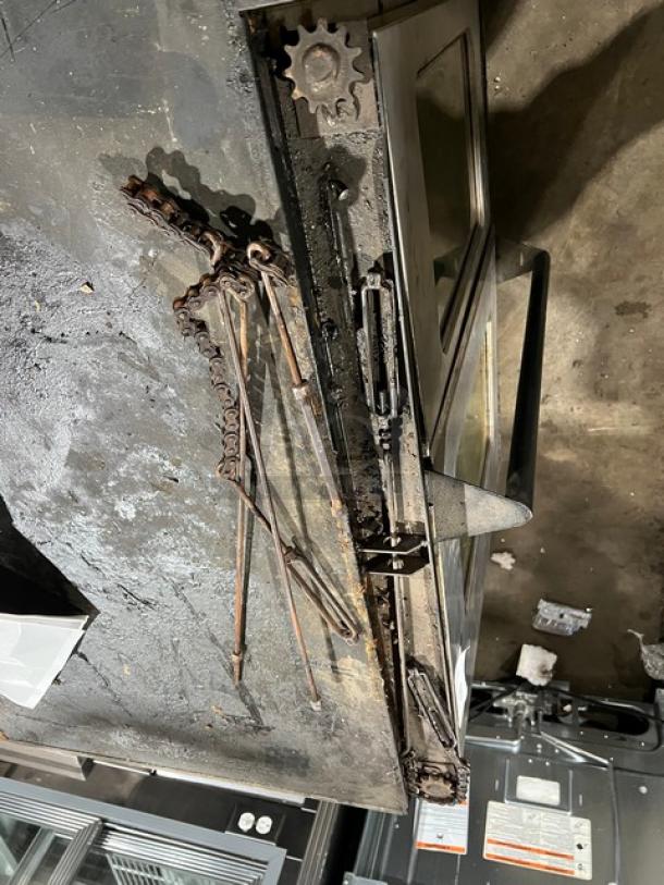 Garland Master Series 200 gas convection oven, industrial design, visible wear and rust, ideal for refurbishment projects.