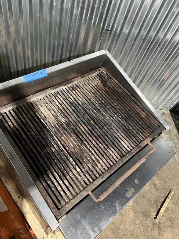 MagicKitchn 36" natural gas double char broiler grill with cheese melter. Used, functional condition.