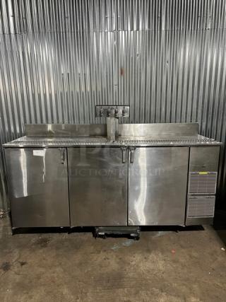 Perlick stainless steel 4-tap tower kegerator, model KC84-R6-SSH, commercial grade, 115V 1 Phase, serial 404104506N.