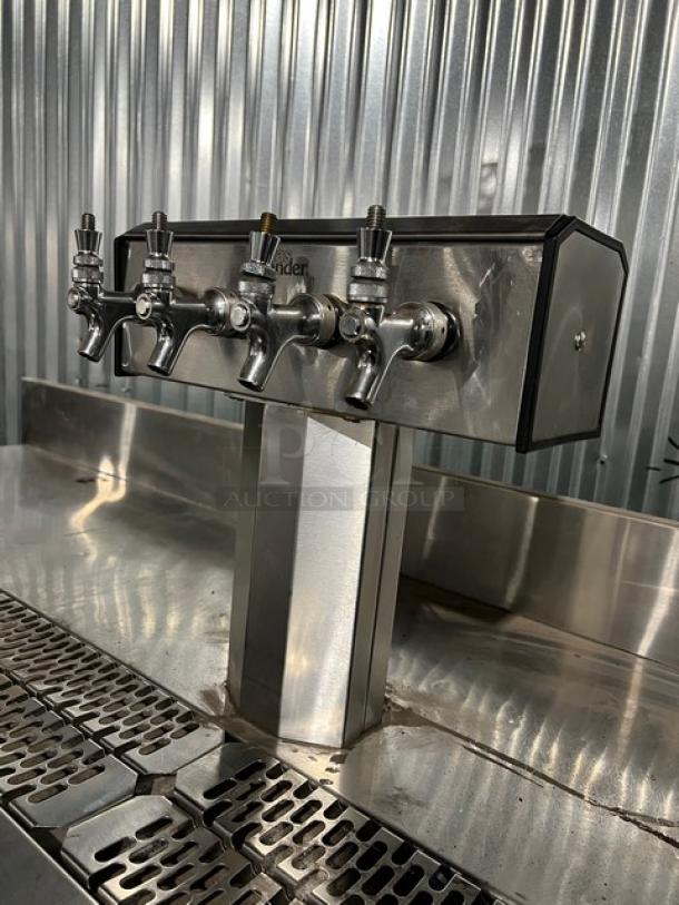 Perlick all stainless steel 4-tap tower beer kegerator, model KC84-R6-SSH, 115V 1 phase, commercial grade, excellent condition.