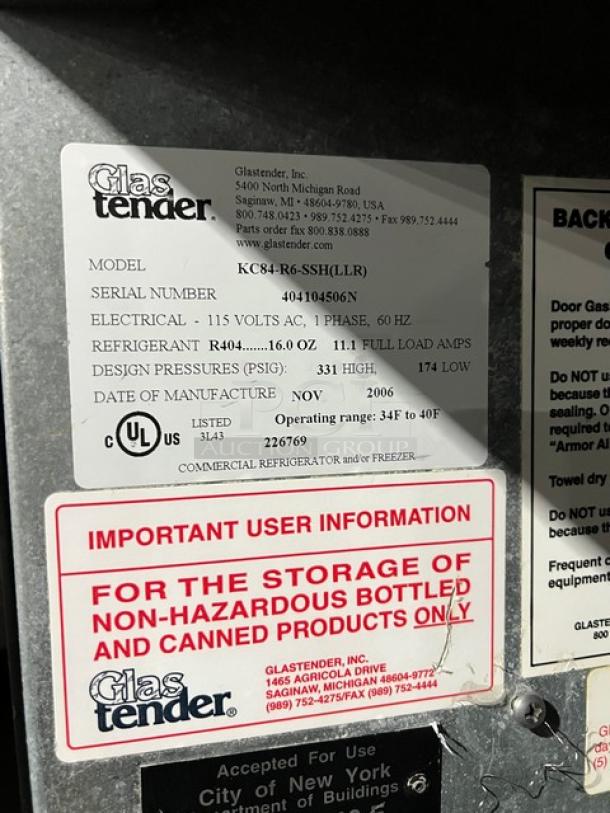 Perlick KC84-R6-SSH commercial kegerator, all stainless steel, 4 tap tower, 115V 1 Phase, serial 404104506N, used condition.