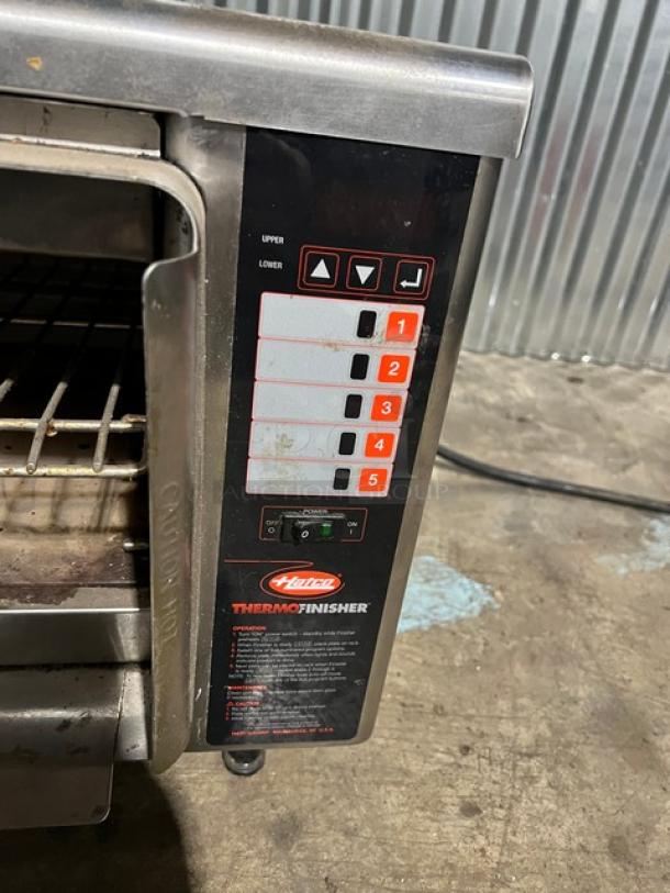 Hatco TFW461R Thermo Finisher, electric countertop, 208V, 3 phase, on legs. Serial 8816551120, control panel visible.