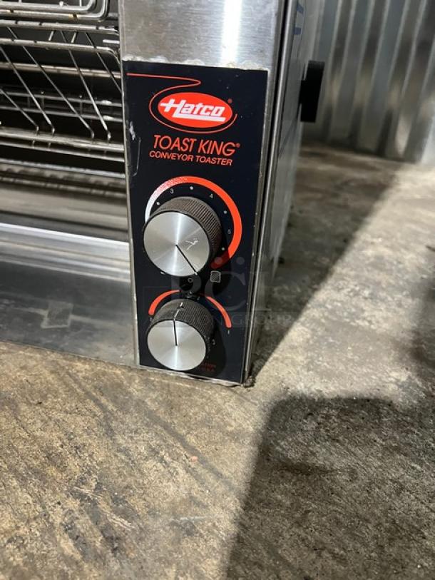 Hatco Toast King vertical toaster oven, model TK135B, stainless steel, controls visible, for auction, 240V 1-phase.