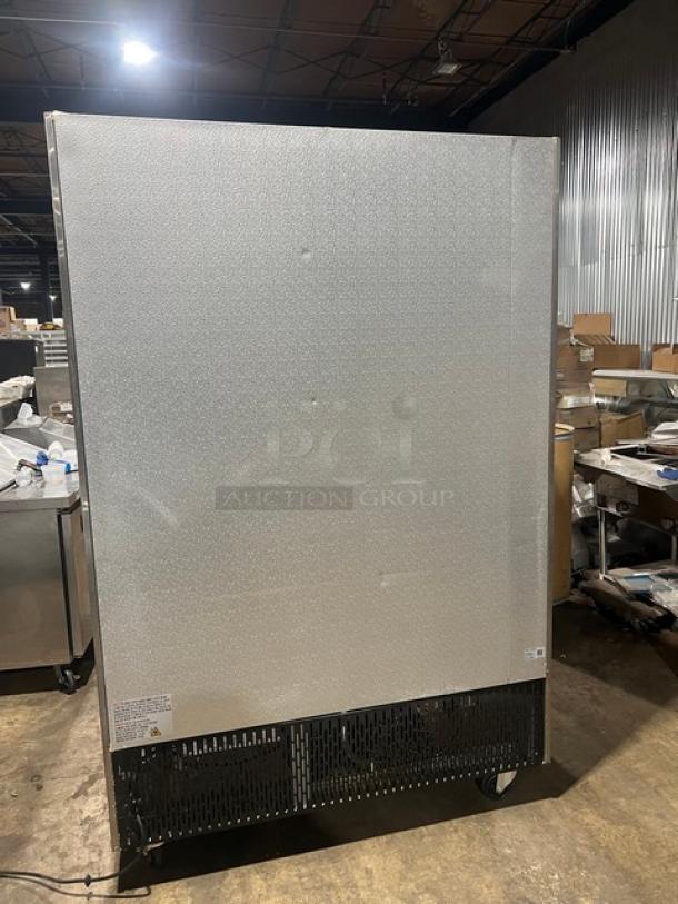 Avantco Stainless Steel 2 Door Reach In Freezer, Model 178A49FHC, Serial 067759920, on casters, 115V, 1 Phase.