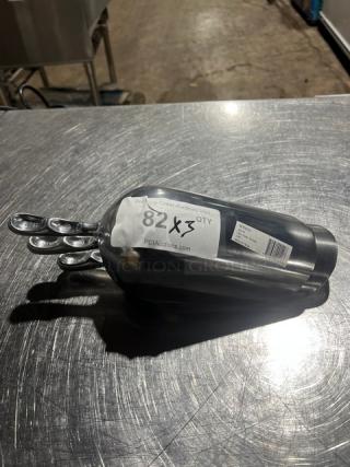 New Winco Aluminum Ice Scoops, Model AS38, set of 3. Features durable design, new condition, each with labeled barcode.