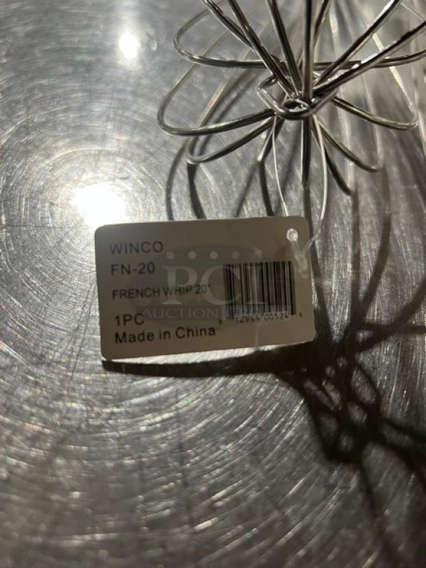 New Winware handheld whisk model FN20, shown with original tag. Made in China. Set of three included per bid.