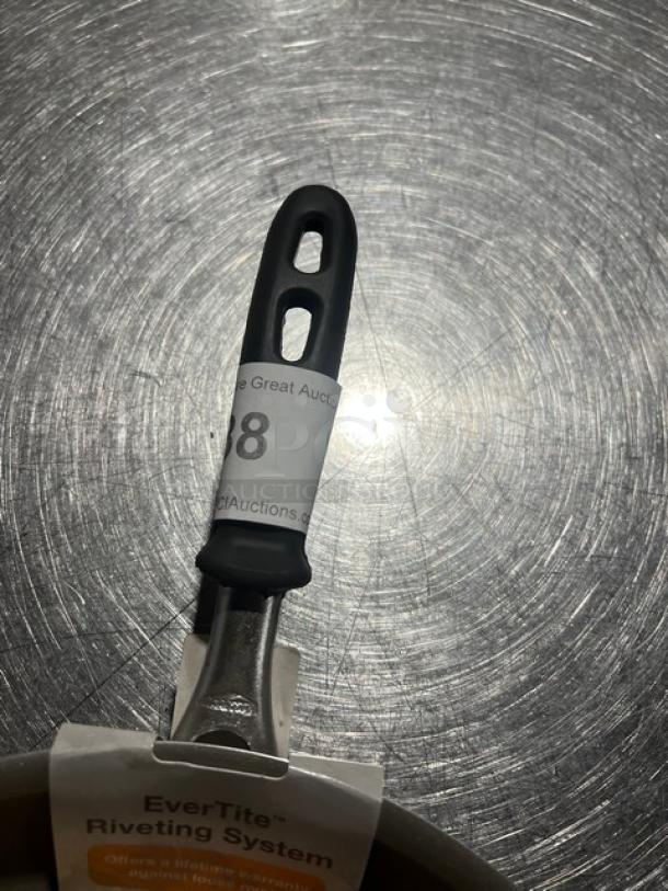 New Vollrath Power Coat Wear Ever Series Frying Pan with EverTite Riveting System tag and auction label.