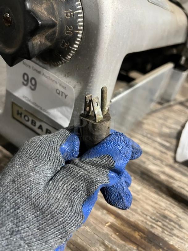 Hobart Model 1612 commercial deli meat slicer, electric-powered, showing serial number 11-128-507, in used condition.