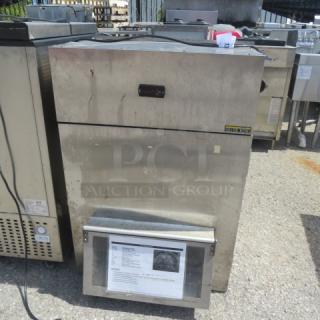 Silver King SK2SB/C17 refrigerated lettuce crisper, 25x23x36 inches, 115 Volt, stainless steel, working condition, $3525.00.