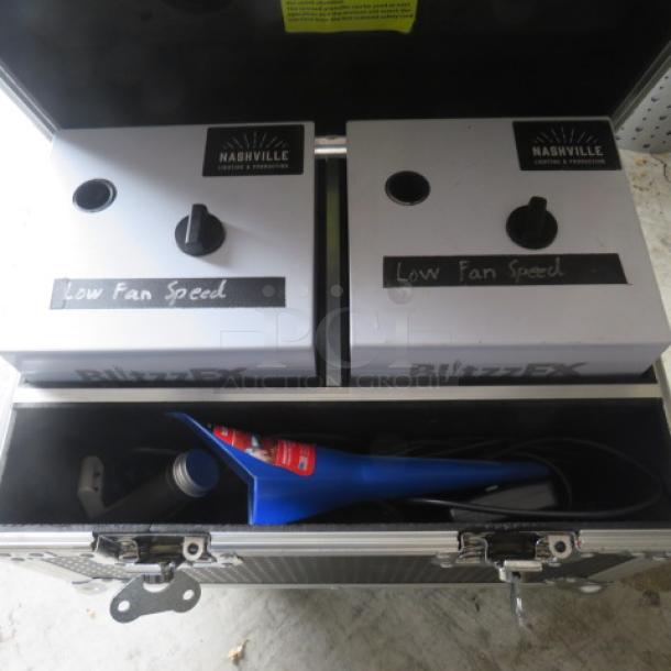 PRO-X BLITZZ FX Dual Cold Spark Machine in flight case, non-pyrotechnic, aluminum covers, 10ft sparkler, indoor/outdoor use.