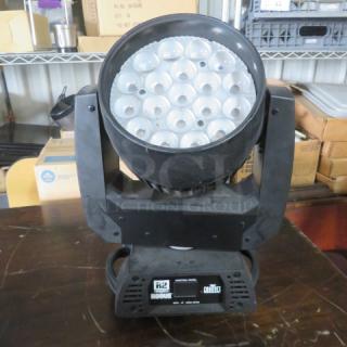Chauvet Rogue R2 Wash Light, moving head, black, 19 LEDs, model label visible, excellent condition.