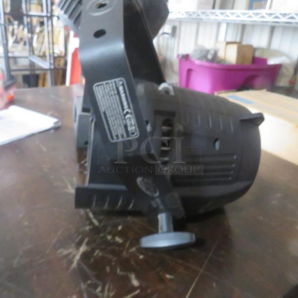 Elation Arena PAR ZOOM stage light, black, model visible, adjustable mount, gently used, $1104.00.